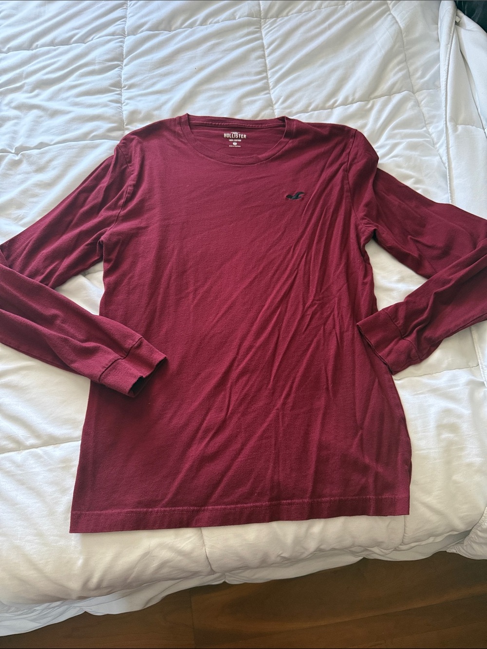 Hollister Men's Long Sleeve Crew Tee - Maroon